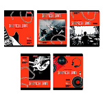 Тетрадь А5 48л клетка " Светоч " Рок-музыка, офсет, на скобе, обложка - мелованный картон, матовая ламинация, тиснение серебряной фольгой, 5 дизайнов в спайке