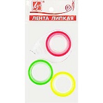 Диспенсер для канцелярской ленты СО СКОТЧЕМ, максимальный размер скотча 12*10м, пластик, в наборе: 3шт, ассорти флуоресцентный, 5,2*7*1,5см " Луч ", пакет, европодвес