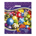 Пакет Новогодний ПЭ " Интерпак " с вырубной ручкой ПВД, 40*47см 45мкм Новогодние игрушки