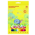 Карандаши " Каляка-Маляка " акварельные 18цв шестигранные деревянные, картонная упаковка, европодвес