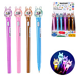 Ручка шариковая " Mazari " Лабубу,с фонариком, 0,7мм, пластиковый корпус, сменный стержень 100мм, цвет корпуса - ассорти 4 дизайна, картонный дисплей