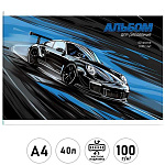 Альбом А4 40л " Феникс " Электрик драйв, склейка, обложка- мелованный картон, сплошной УФ-лак, откидная планка, блок- офсет 100г/м2, жесткая подложка