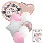 Набор шаров " Браво " С Днем Рождения для нее 8в1, состав: фольгированные шары: 18"/46см круг - 1шт, 18"/46см звезда - 1шт, 18"/46см сердце - 1шт, латексные шары - 5шт 3 дизайна