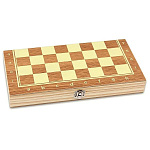 Игра настольная " Миленд " 2 в 1 Шахматы, Шашки деревянные, состав: складное деревянное поле 24*24см, деревянные фигуры - 32шт, термоусадочная пленка 12*24*3см