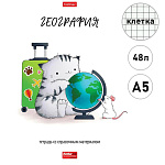 Тетрадь А5 48л " Hatber " Приключения кота Пирожка- География, клетка, со справочным материалом, на скобе, обложка- мелованная бумага