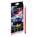 Карандаши цветные пластиковые Turbo Galaxy 12цв " deVente " 2М шестигранные, картонная упаковка, европодвес