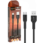 Кабель сетевой USB - Type-C " FaisON " HU31 Benay чёрный, круглый, 1м, 2,4А, ткань