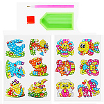 Картина алмазная " Mazari " 17,5*12,8см Зверюшки, состав набора: 12 наклеек (2 листа), стразы, стилус, желеобразный клей, лоток, запасные пакетики для хранения страз, пластиковая упаковка, европодвес