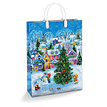 Пакет Новогодний ПЭ " Интерпак " с пластиковой ручкой МП, 30*40см 150мкм Детвора