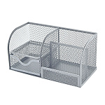 Подставка " KWELT " 4 отделения, 20*10*9,5см, металлическая, сетчатая, серебро