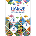 Набор цветной бумаги и картона А4 18л " Hatber " Мозаика (цветной картон 8л, белый картон 2л, цветная бумага 8л), в папке