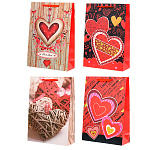 Пакет бумажный " Basir " 32*45*12см, Love, ассорти (без возможности выбора цвета), ламинированный