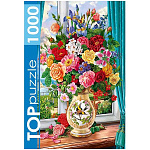 Пазлы " TOPpuzzle " 1000элементов Нежный букет цветов, 68,5*48,5см, картонная упаковка 19*15,1*6,5см