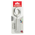 Свеча для торта цифра " KWELT " 0, серебряная, 3*5*0,5см, на палочке, картонный блистер 5,7*16,5*1см, европодвес