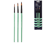 Набор кистей " Стихия " 3шт синтетика для акварели и гуаши круглые №5, 8 ,2, картонный блистер, европодвес