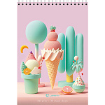Скетчбук, кремовая бумага 160 г/м2, А5, 30л, без линовки, спираль, обложка - картон, жесткая подложка, выборочный уф-лак, " Lamark " Воздушная нежность