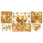 Конверт для денег " Мир открыток " 2-16 Love, золотые сердечки, 168*83мм, блестки, рельеф