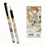 Ручка гелевая " Basir " Stone синий 0,5мм, толщина письма 0,25мм, корпус кремового цвета с рисунком-цветные мрамор, картонная упаковка