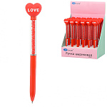 Ручка шариковая автоматическая " Basir " Сердечко Love, синяя 0,5мм, поворотный механизм, комбинированный корпус: цветной, прозрачная часть корпуса с наполнителем-цветные стразы, наконечник - сердце, дисплей