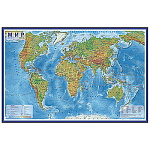 Карта настенная интерактивная Мир физический 1:29млн 101*66см " Globen " ламинированная, с европодвесом