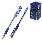Ручка шариковая " Bruno Visconti " UrbanWrite, синяя 0,7мм, толщина письма 0,5мм, пластиковый корпус, чернила на маслянной основе, цвет корпуса- прозрачный, резиновый держатель, металлизированный наконечник, прозрачный колпачок с клипом, сменный стержень,