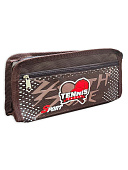 Пенал " KWELT " 1 отделение 195*90*40мм, Tennis, внешний карман на молнии, цвет - коричневый, текстиль, пакет, европодвес