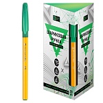 Ручка шариковая " Феникс " зеленая 1,0мм, толщина письма 0,5мм, трёхгранная, чернила пониженой вязкости, игольчатый пишущий узел, резиновый держатель, глянцевый непрозрачный корпус, колпачком и клипом, одноразовая, картонная упаковка