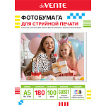 Фотобумага " deVente " А5 180г/м2 100л глянцевая, односторонняя, пластиковый пакет, европодвес