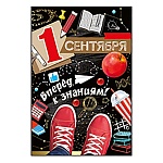 Открытка " Империя поздравлений " 450 1 Сентября! Вперед к знаниям, Кеды, 122*182мм, фольга золотая, текст