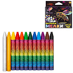 Мелки восковые на масляной основе " Луч " Фантазия 12цв, с золотым и серебряным цветом, картонная упаковка