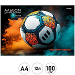 Альбом А4 12л " Проф-Пресс " Футбольный мяч- 4, на скобе, обложка- мелованная бумага, блок- офсет 100г/м2, 1 дизайн в коробке