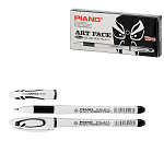 Ручка гелевая " Piano " Art Face черная 0,5мм, толщина письма 0,25мм, резиновый держатель, игольчатый пишущий узел, белый корпус, колпачок с клипом, картонная упаковка