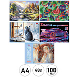 Альбом А4 48л " Hatber " Выпуск №4 (ассорти), на скобе, обложка- мелованный картон, блок-офсет- 100г/м2, 5 дизайнов в спайке