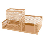 Подставка " KWELT " 3 отделения, 20*10*9,5см, металлическая, сетчатая, медная