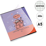 Тетрадь с пластиковой обложкой А5 48л клетка " Erich Krause " Котоформулы, Информатика, офсет, скоба, скругленные углы, 1 дизайн в коробке
