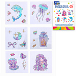 Мозаика алмазная на стикере " Mazari " 6,5*8см, состав набора: лоток, стилус, стразы, желеобразный клей, частичная выкладка, 6шт, пакет