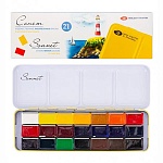 Краски акварельные художественные " Сонет " 21цв, кювета 2,5мл, металлическая упаковка