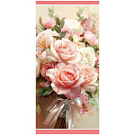 Открытка " Праздник " 410 Евро Без названия- Букет, розовые розы, 97*204мм, глянцевый УФ-лак, без текста