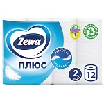 Бумага туалетная 2-слойная " Zewa " Плюс 12 рулонов со втулкой, 23м, белая, 100% целлюлоза, 110*90мм, с перфорацией, h=90мм, d=45мм