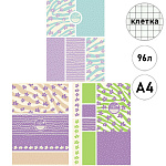 Тетрадь А4 96л клетка " Hatber " Floral Vibe, офсет, на скобе, обложка - мелованный картон, матовая ламинация, тиснение, 3 дизайна в спайке