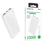 Аккумулятор внешний " Borofone " BJ55 Graceful, 10000mAh, 2 USB, Type-C (in), micro USB (in), 3,0A, LED индикатор уровня заряда, белый, пластик