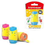Точилка " Erich Krause " Cheese ассорти, 2 отверстия с контейнером, блистер