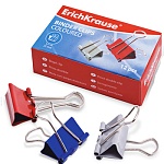 Зажимы для бумаг " Erich Krause " цветные 25мм 12шт/уп