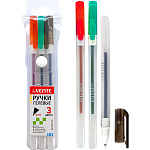 Набор гелевых ручек " deVente " Hit 3цв, 0,5мм, матовый прозрачный корпус, сменный стержень, ПВХ, европодвес