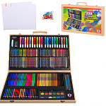 Набор для творчества " Basir " 220 предметов: восковые мелки- 40цв, маслянная пастель- 40цв, акварель- 12цв, фломастеры- 36цв, маркеры- 20цв, цветные карандаши- 20цв, карандаш ч/гр- 1шт, пластиковая палитра- 1шт, ластик- 1шт, клей- 1шт, скрепки- 35ш, лине