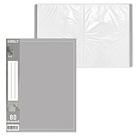 Папка 80файлов " KWELT " А4 серый, пластик 0,8мм, бумажная вставка во внешний кармашек, индивидуальный штрихкод