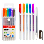 Набор гелевых ручек " deVente " Hit 6цв, 0,5мм, матовый прозрачный корпус, сменный стержень, ПВХ, европодвес