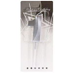 Свеча для торта цифра " Миленд " Серебряный стиль 1, серебряная, 18,5*7,5*1см, картонный блистер, европодвес