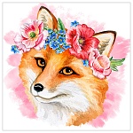 Картина по номерам " Рыжий кот " 20*20см Милая лисичка, состав набора: 1 холст с эскизом на подрамнике, акриловые краски, 1 кисточка, картонная упаковка