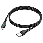 Кабель сетевой USB - micro USB " Borofone " BX65 Bright черный, круглый, 1м, 2А, подсветка, силикон